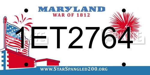 1ET2764 Maryland License Plate