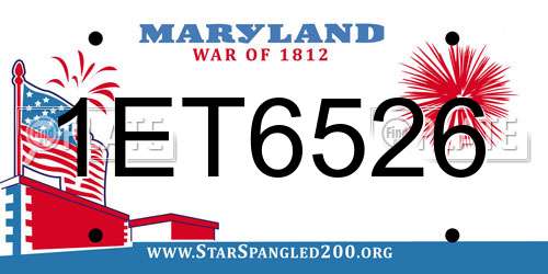 1ET6526 Maryland License Plate