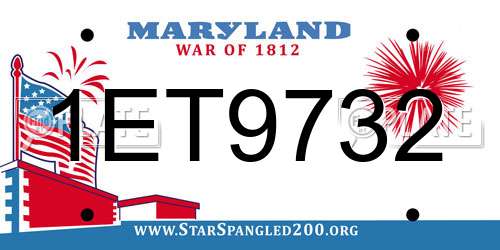 1ET9732 Maryland License Plate