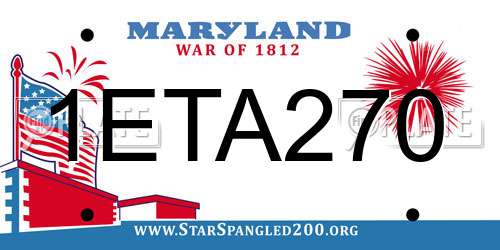 1ETA270 Maryland License Plate