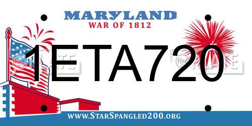 1ETA720 Maryland License Plate