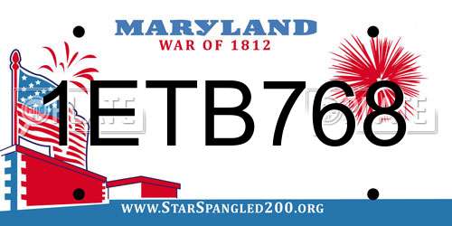 1ETB768 Maryland License Plate
