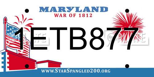1ETB877 Maryland License Plate