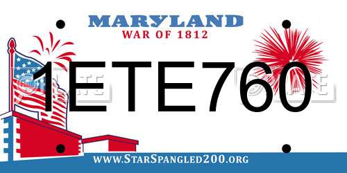 1ETE760 Maryland License Plate
