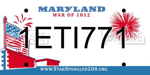 1ETI771 Maryland License Plate
