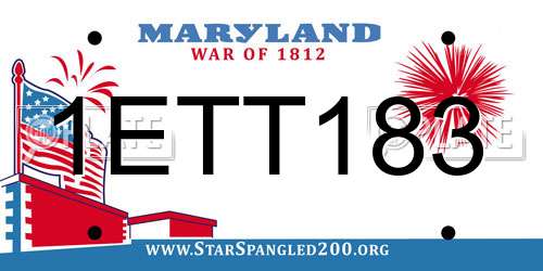 1ETT183 Maryland License Plate