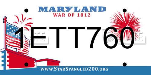 1ETT760 Maryland License Plate