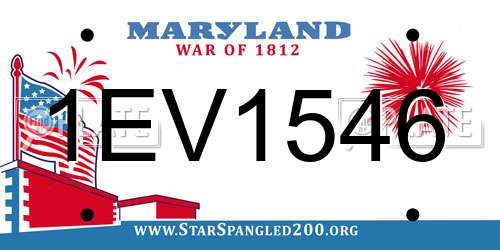 1EV1546 Maryland License Plate