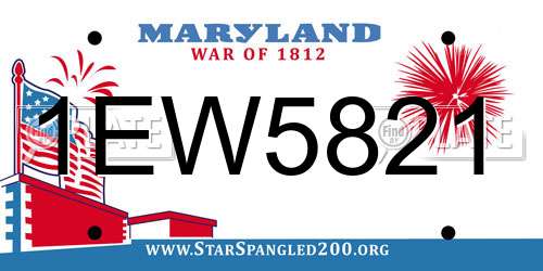 1EW5821 Maryland License Plate