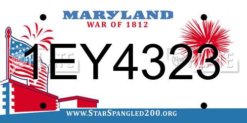 1EY4323 Maryland License Plate