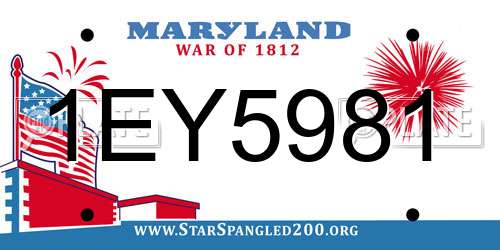 1EY5981 Maryland License Plate