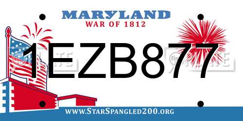 1EZB877 Maryland License Plate