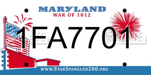 1FA7701 Maryland License Plate