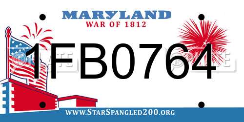 1FB0764 Maryland License Plate