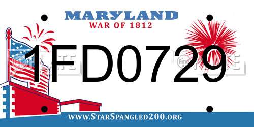 1FD0729 Maryland License Plate