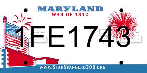 1FE1743 Maryland License Plate