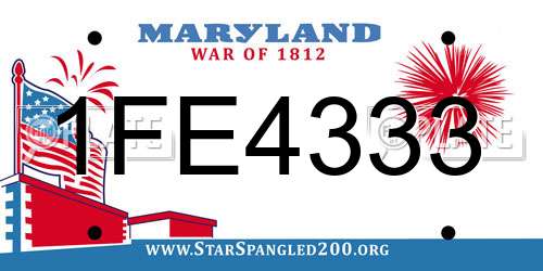 1FE4333 Maryland License Plate