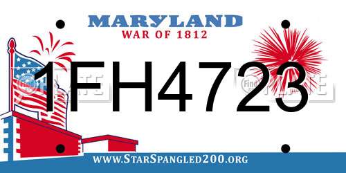 1FH4723 Maryland License Plate