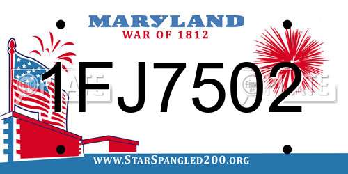 1FJ7502 Maryland License Plate