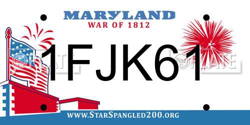 1FJK61 Maryland License Plate