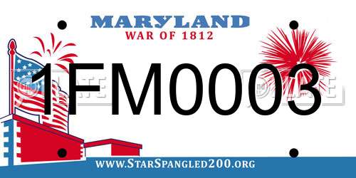 1FM0003 Maryland License Plate