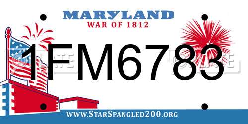 1FM6783 Maryland License Plate