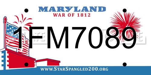 1FM7089 Maryland License Plate