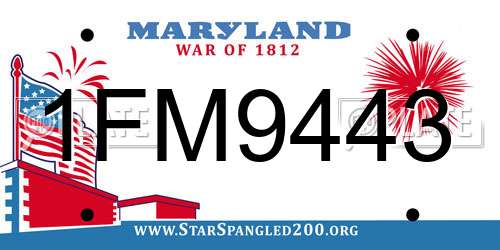 1FM9443 Maryland License Plate