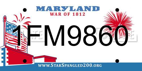 1FM9860 Maryland License Plate