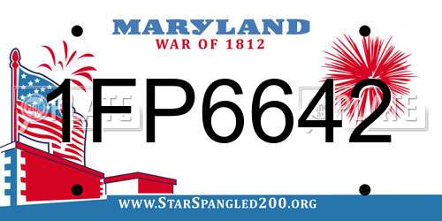 1FP6642 Maryland License Plate