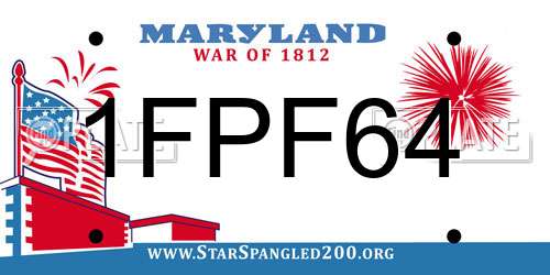 1FPF64 Maryland License Plate
