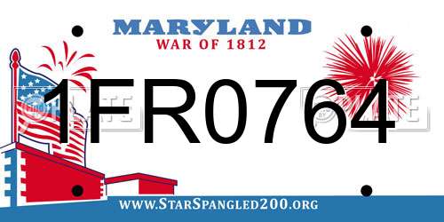 1FR0764 Maryland License Plate