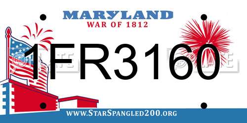 1FR3160 Maryland License Plate