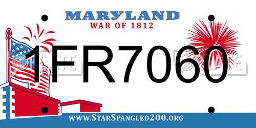 1FR7060 Maryland License Plate