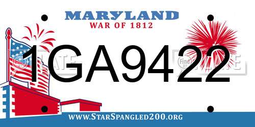 1GA9422 Maryland License Plate