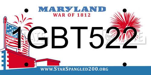 1GBT522 Maryland License Plate