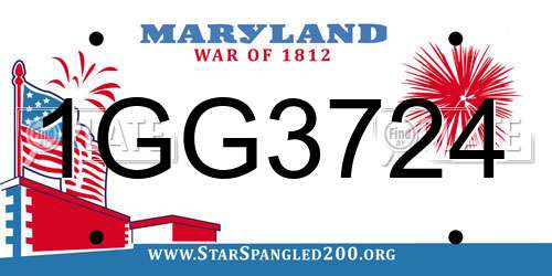1GG3724 Maryland License Plate