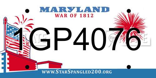 1GP4076 Maryland License Plate