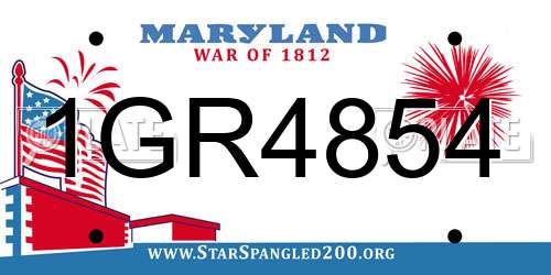 1GR4854 Maryland License Plate