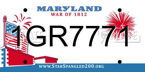 1GR7771 Maryland License Plate
