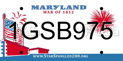 1GSB975 Maryland License Plate