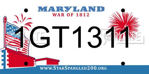 1GT1311 Maryland License Plate