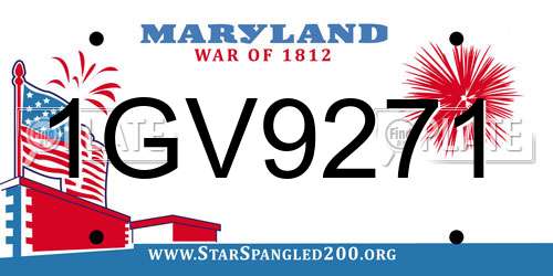 1GV9271 Maryland License Plate