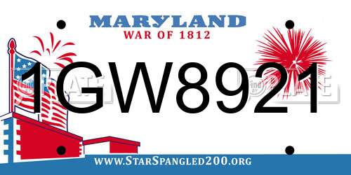 1GW8921 Maryland License Plate