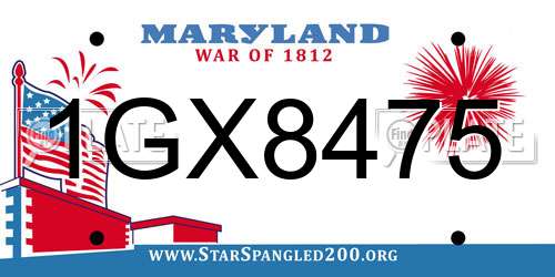 1GX8475 Maryland License Plate