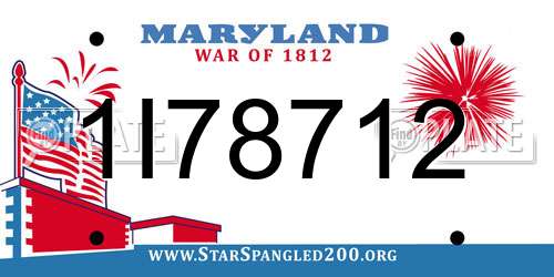 1I78712 Maryland License Plate