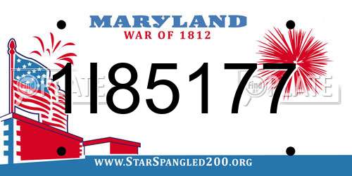 1I85177 Maryland License Plate