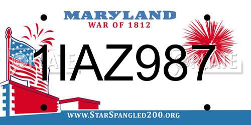 1IAZ987 Maryland License Plate