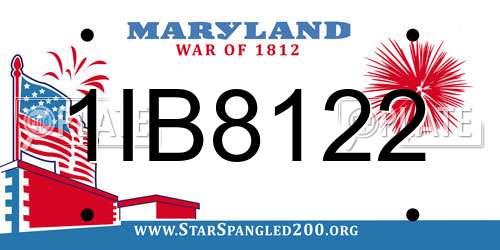 1IB8122 Maryland License Plate