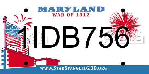 1IDB756 Maryland License Plate